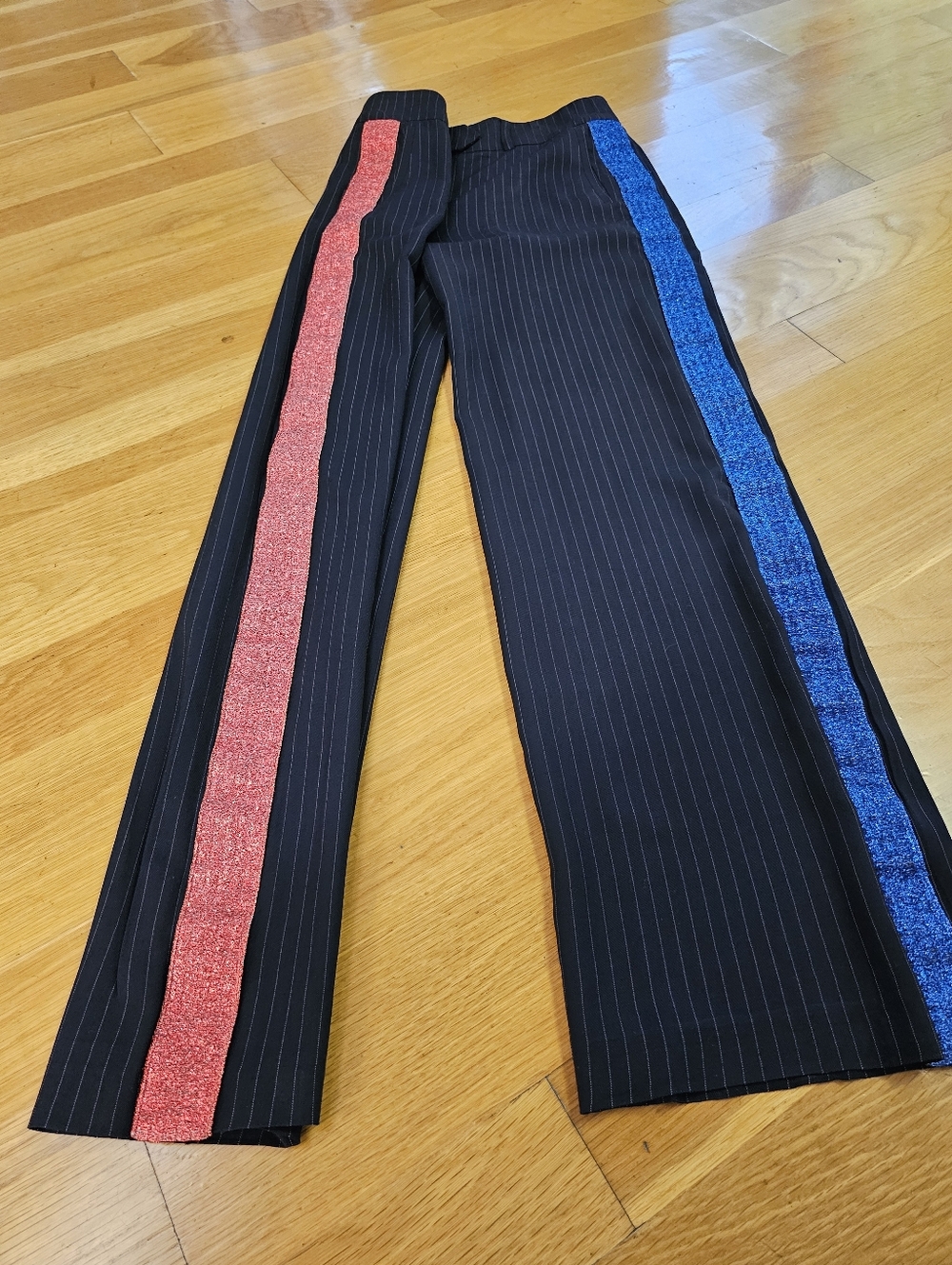 MIRA MIKATI Wide Leg Striped Pants Navy Black Size 4 New